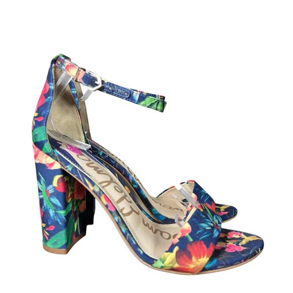 Sam Edelman Shoes - Sam Edelman Yaro Shoes Womens Size 7.5 Floral Blue Block Heel Sandal Ankle Strap